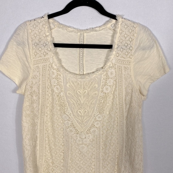 Anthropologie Elegant Cream Lace Women's Tunic Top size large - Picture 7 of 14